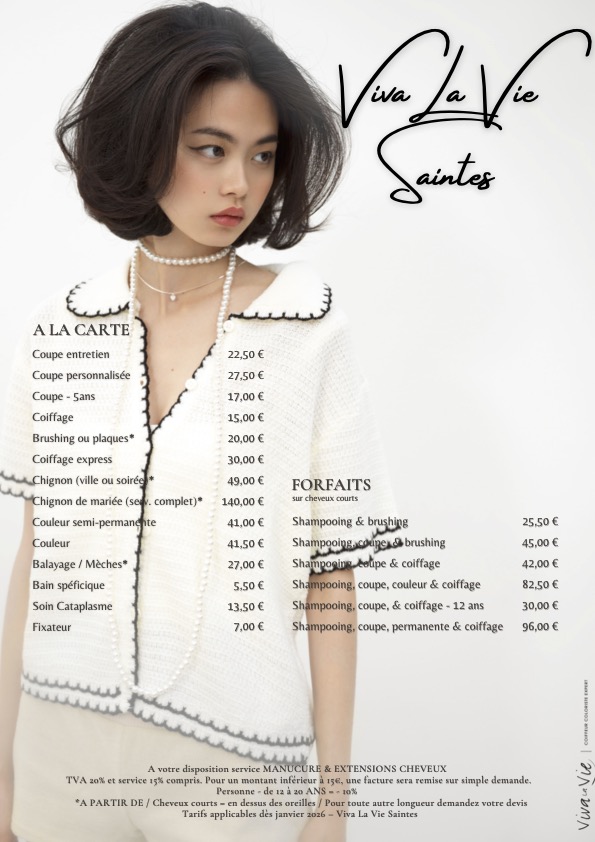 vv carte des tarifs femmes 2026